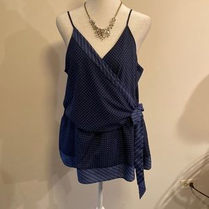 Banana Republic blue with white dots spaghetti straps blue blouse size Large